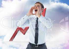 Composite image of businessman shouting