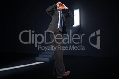 Composite image of shouting businessman