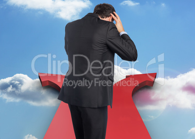 Composite image of stressed businessman with hands on head Composite image of stressed businessman with hands on head