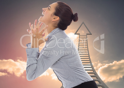 Composite image of frustrated businesswoman shouting