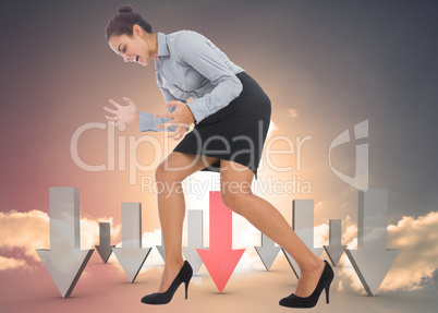 Composite image of furious businesswoman gesturing