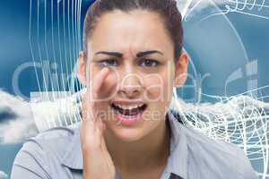 Composite image of businesswoman shouting