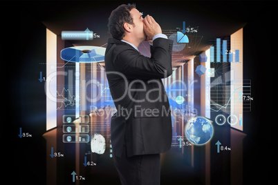 Composite image of shouting businessman