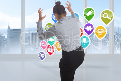 Composite image of businesswoman gesturing