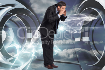 Composite image of shouting businessman