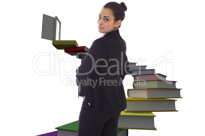 Composite image of serious businesswoman