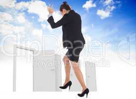 Composite image of businesswoman gesturing