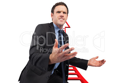 Composite image of businessman posing with arms out