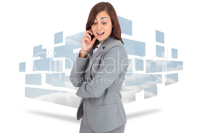 Composite image of happy businesswoman