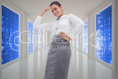 Composite image of smiling thoughtful businesswoman