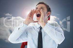 Composite image of businessman shouting