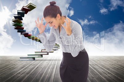 Composite image of frustrated businesswoman shouting