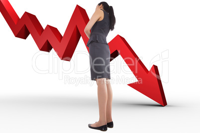 Composite image of thinking asian businesswoman