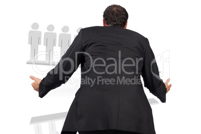 Composite image of businessman posing with arms out