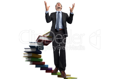 Composite image of stressed businessman gesturing