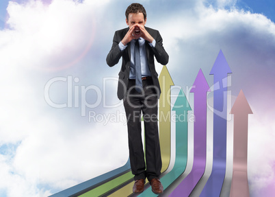 Composite image of shouting businessman