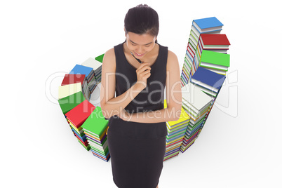 Composite image of thoughtful businesswoman