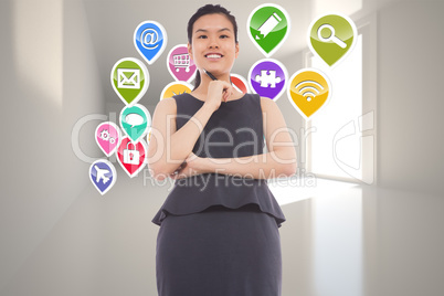 Composite image of thinking asian businesswoman