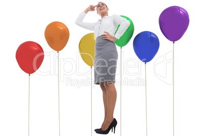 Composite image of smiling thoughtful businesswoman