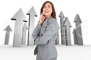 Composite image of happy businesswoman