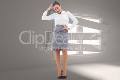 Composite image of smiling thoughtful businesswoman