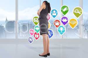 Composite image of thinking asian businesswoman