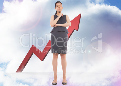 Composite image of thoughtful businesswoman