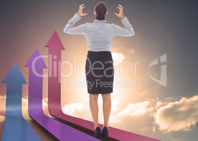 Composite image of frustrated businesswoman shouting