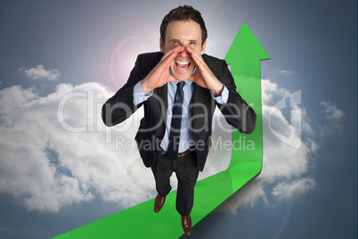 Composite image of shouting businessman