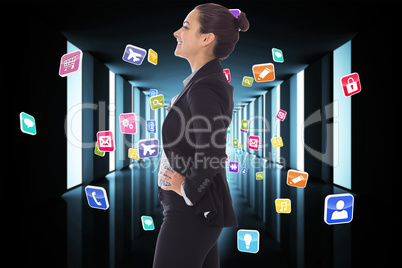 Composite image of happy businesswoman