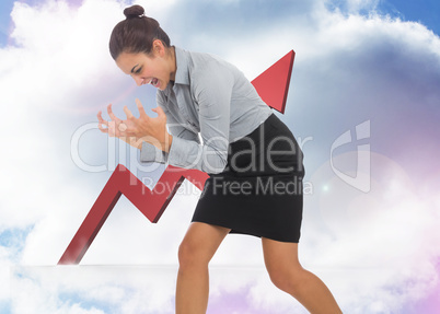 Composite image of furious businesswoman gesturing