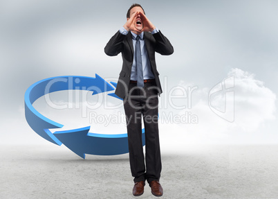 Composite image of shouting businessman