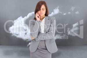 Composite image of thinking businesswoman