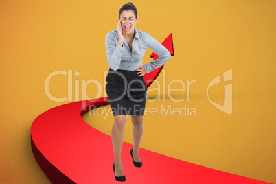 Composite image of businesswoman shouting