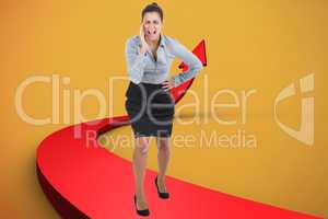 Composite image of businesswoman shouting