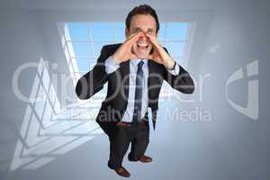 Composite image of shouting businessman