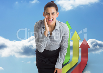 Composite image of businesswoman shouting