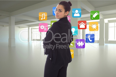 Composite image of serious businesswoman