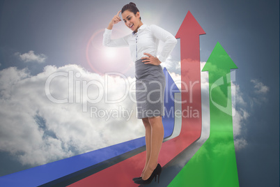 Composite image of smiling thoughtful businesswoman