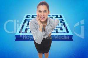 Composite image of businesswoman shouting