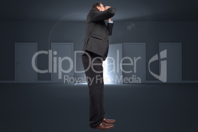 Composite image of shouting businessman