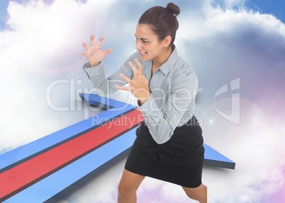 Composite image of furious businesswoman gesturing