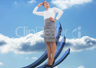 Composite image of smiling thoughtful businesswoman