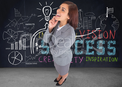 Composite image of smiling thoughtful businesswoman