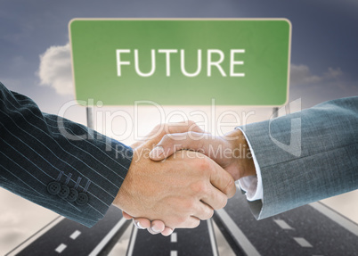 Composite image of business handshake