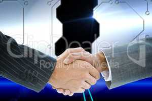 Composite image of business handshake