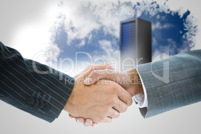 Composite image of business handshake