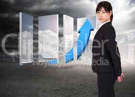 Composite image of serious businesswoman