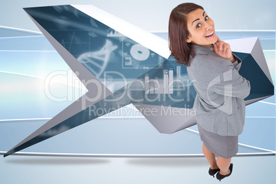 Composite image of smiling thoughtful businesswoman