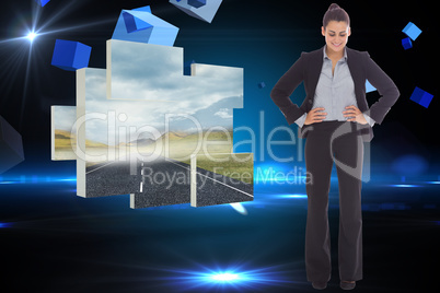 Composite image of happy businesswoman